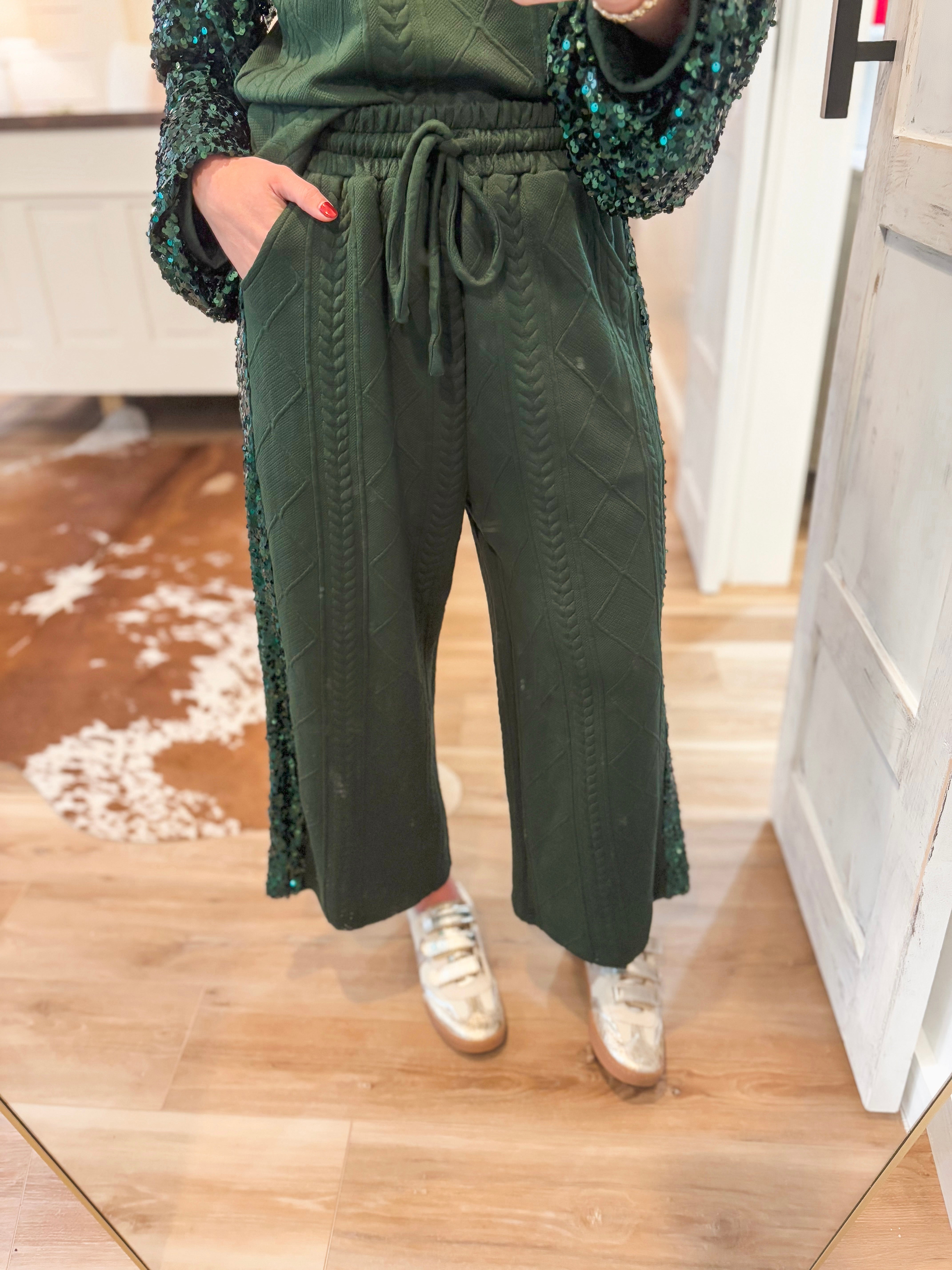 Joyous Day Hunter Green Sequin Pants