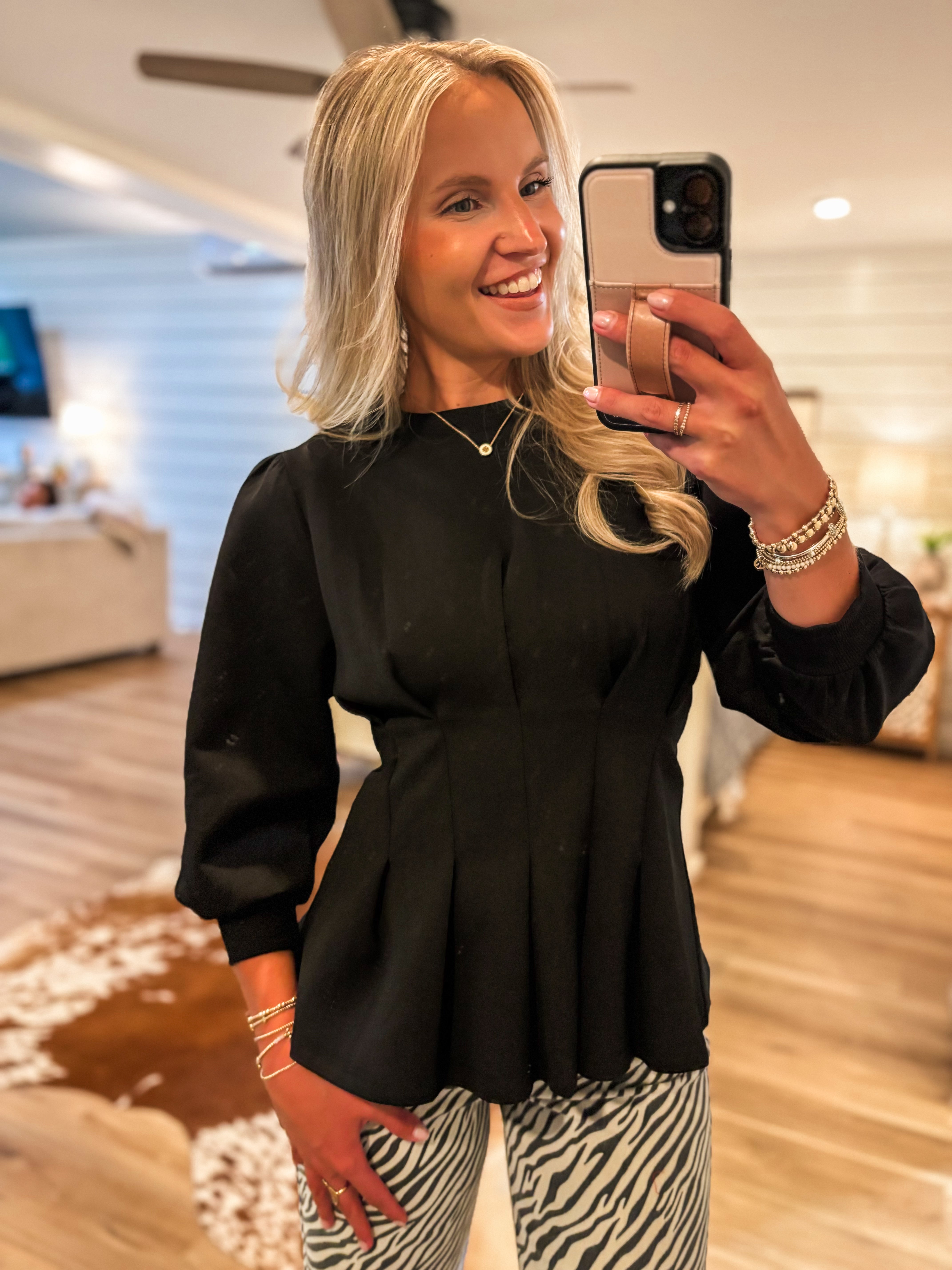 Highest Regard Black Peplum Blouse