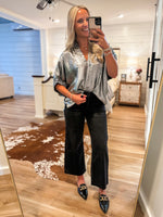 Load image into Gallery viewer, High Rise Super Soft Slim Wide Black Vervet Denim
