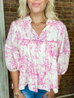 Load image into Gallery viewer, In A Dream Pink Floral Blouse
