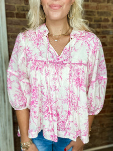 In A Dream Pink Floral Blouse