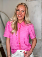 Load image into Gallery viewer, Inner Circle Pastel Pink Button Down Blouse
