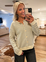 Load image into Gallery viewer, Hope For It Cream &amp; Black Stripe Cardigan
