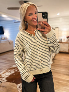 Hope For It Cream & Black Stripe Cardigan