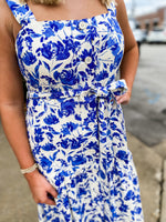 Load image into Gallery viewer, Day In The Life Blue Floral Midi Dress
