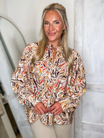 Load image into Gallery viewer, Strong Will Brown/Mustard Printed Blouse
