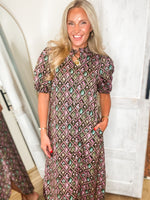 Load image into Gallery viewer, Seeing Now Brown Multi Floral Button Down Midi Dress
