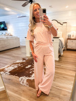 Load image into Gallery viewer, Out Today Pink Stripe Tee &amp; Lounge Pant Set
