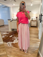 Load image into Gallery viewer, Settling Here Pink Gingham Knit Pullover 2-Pc Midi Dress
