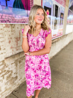 Load image into Gallery viewer, Best Intentions Pink Floral Midi Dress
