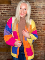 Load image into Gallery viewer, Walking Through Leaves Color Block Chunky Knit Cardigan
