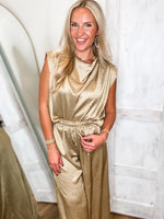 Load image into Gallery viewer, Shining Bright Gold Blouse &amp; Palazzo Pant Set
