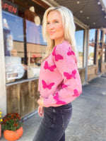 Load image into Gallery viewer, Butterfly Simply Southern Mauve Pink Cropped Sweater
