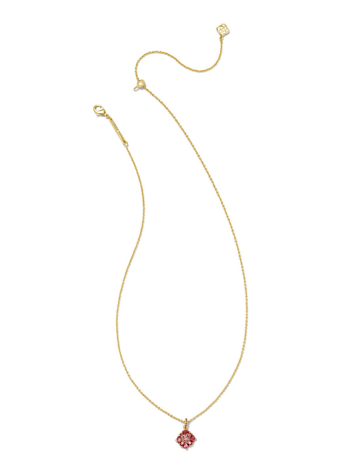 Dira Pink Crystal Pendant Gold Necklace