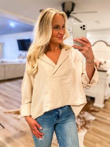 Day In The Office Ivory Drop Shoulder Blouse