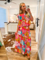 Load image into Gallery viewer, Dance With Me Pink Multi Floral ADRIENNE Top &amp; Maxi Skirt Set
