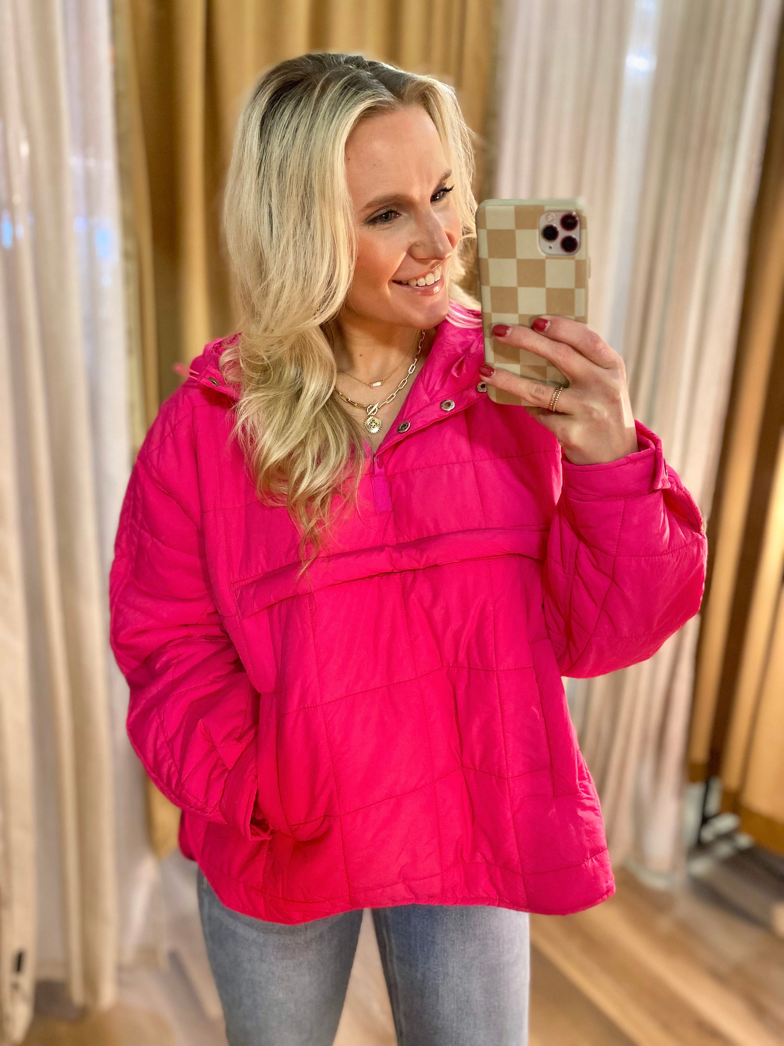 In Good Faith Pink Quilted Hooded Pullover