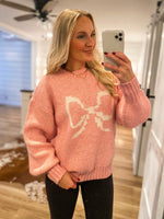 Load image into Gallery viewer, Cling To You Pink Bow Graphic Sweatshirt
