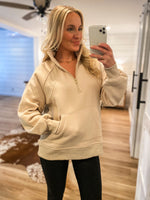 Load image into Gallery viewer, Needless To Say Beige Quarter Zip Pullover
