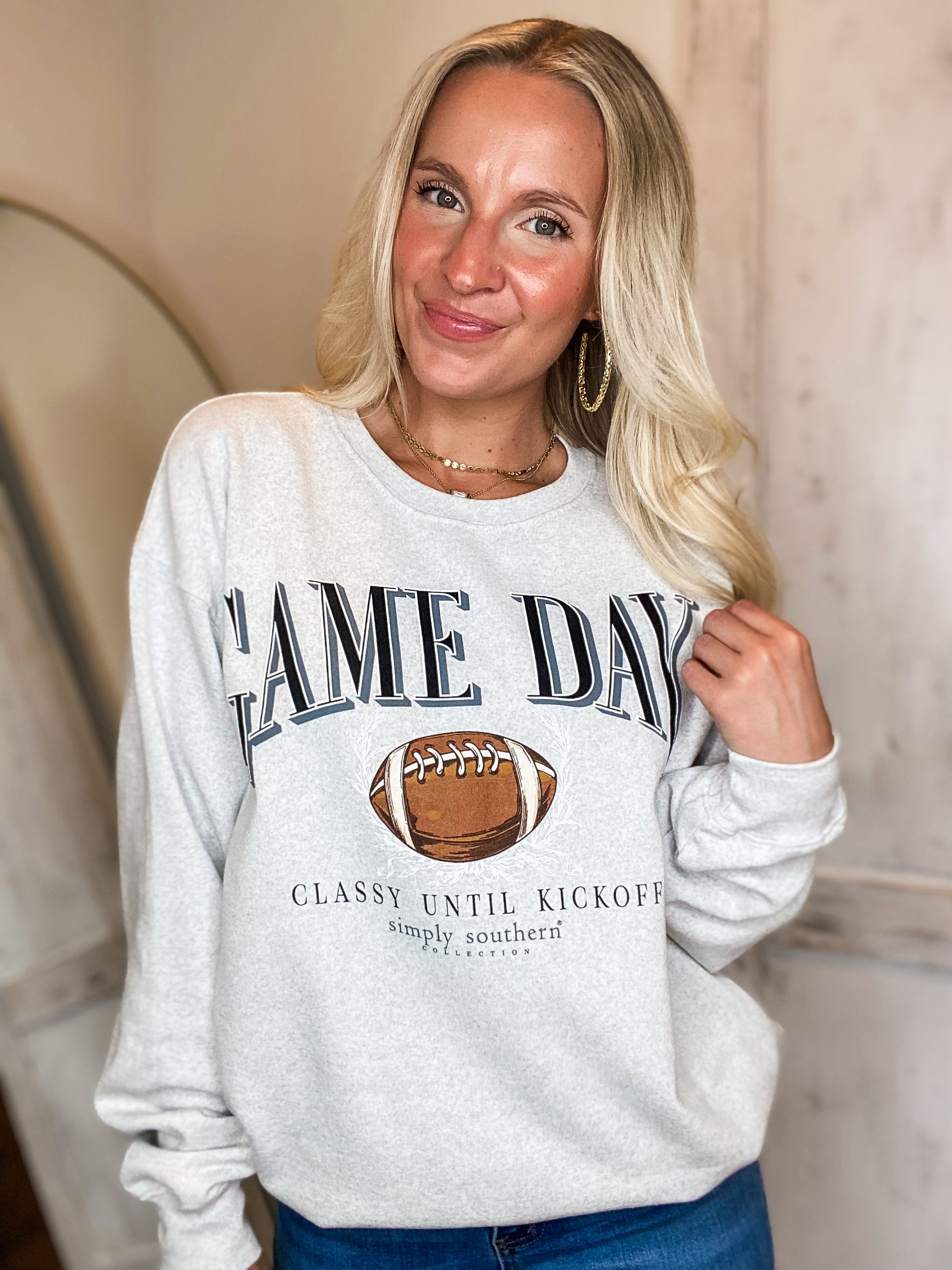 Game Day Simply Southern Gray Sweatshirt