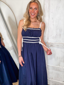 My Next Chapter Navy Contrast Midi Dress