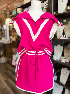 Off The Court Magenta Tank & Skirt Set