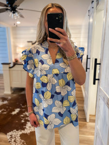 Forever To Soon Light Blue Floral Blouse