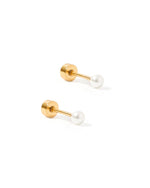 Load image into Gallery viewer, Screwback Stud Earrings - Payton Pearl White 3mm
