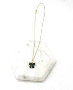 Load image into Gallery viewer, Black Bow Charm Necklace Gold Coquette Demure
