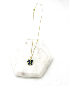 Black Bow Charm Necklace Gold Coquette Demure