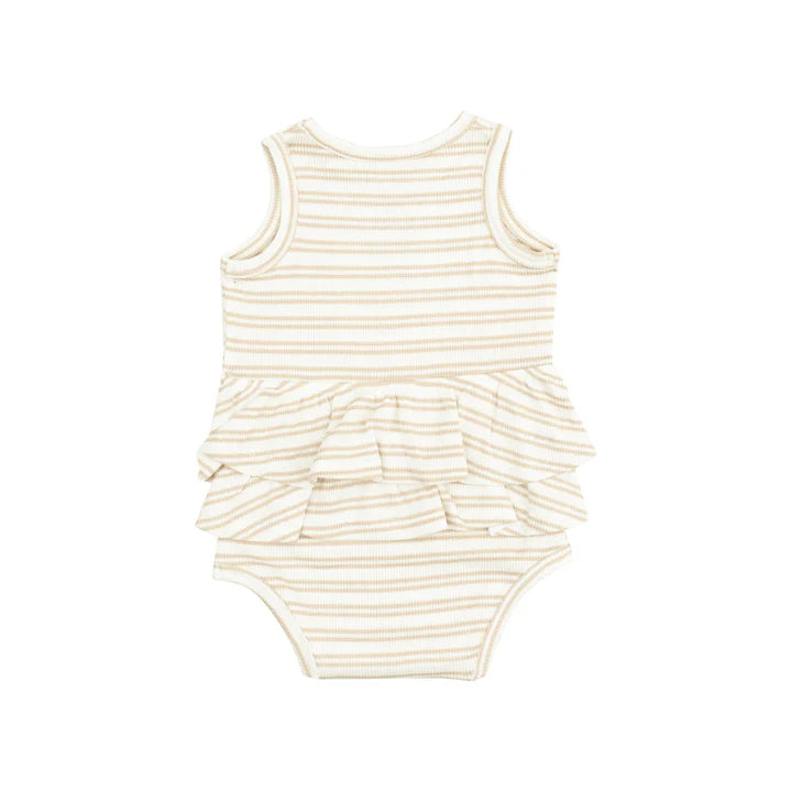 Angel Dear Oxford Tan Stripe Bubble With  Ruffles
