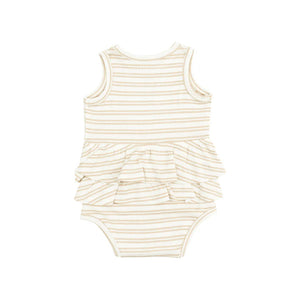 Angel Dear Oxford Tan Stripe Bubble With  Ruffles