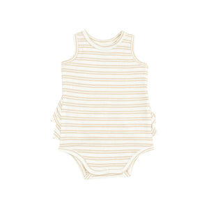 Angel Dear Oxford Tan Stripe Bubble With  Ruffles