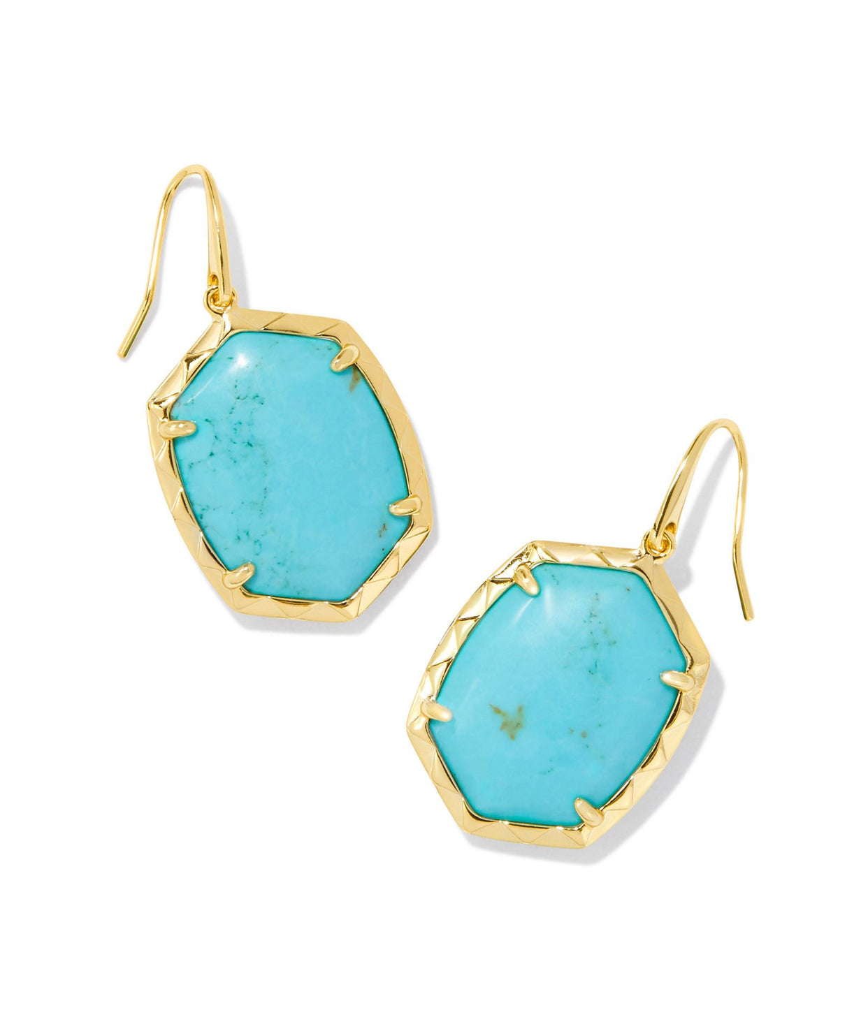 Daphne Variegated Turquoise Gold Drop Earring
