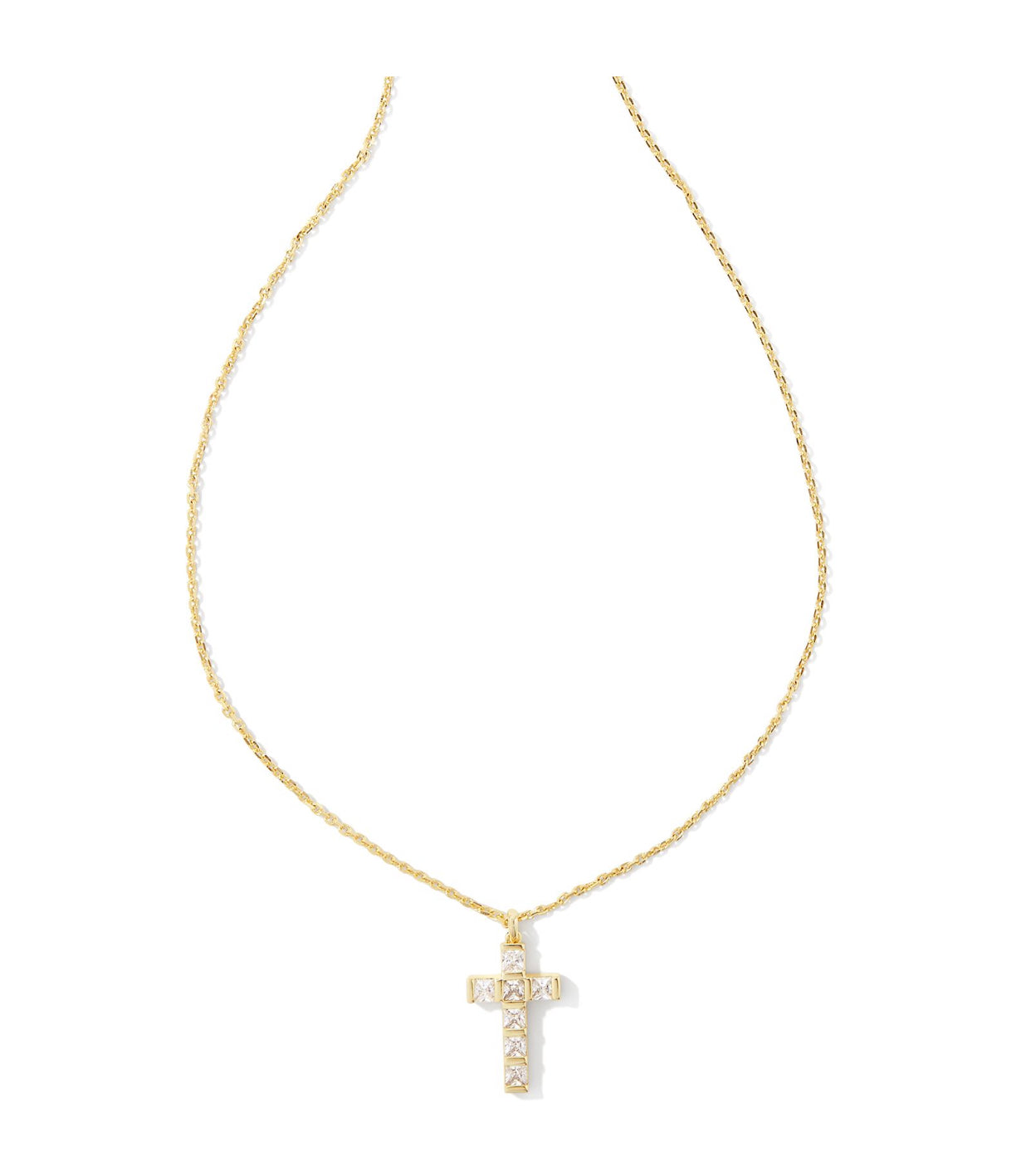 Gracie White Crystal Cross Pendant Gold Necklace