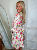 Load image into Gallery viewer, Kept For You Pink Floral FATE Mini Dress
