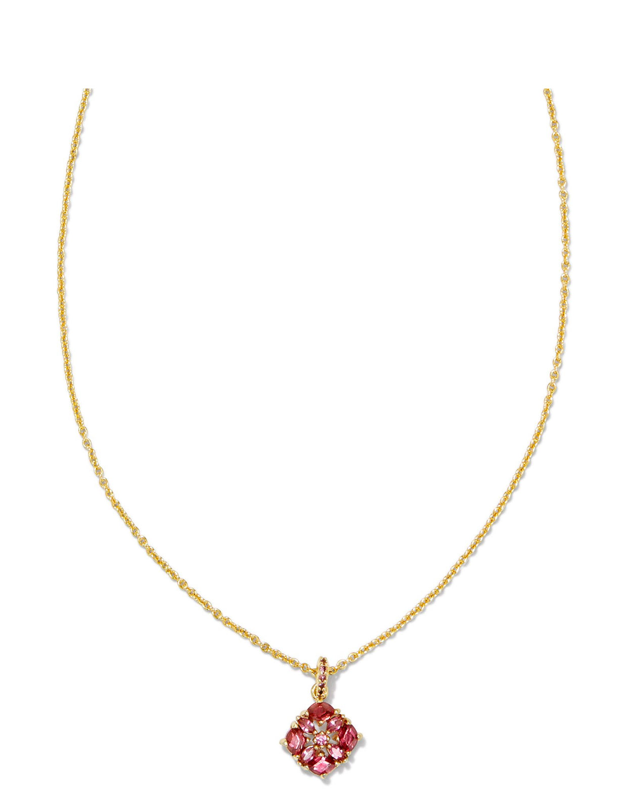 Dira Pink Crystal Pendant Gold Necklace