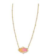Load image into Gallery viewer, Elisa Sunrise Ombre Drusy Petal Framed Gold Necklace
