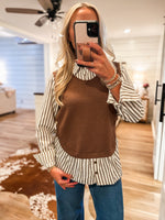 Load image into Gallery viewer, My Way Out Brown FATE Vest Polo Blouse
