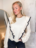 Load image into Gallery viewer, Never Miss Love Ivory Ruffle Sweater
