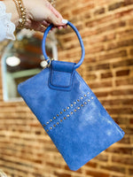 Load image into Gallery viewer, Sable Azure Buffed Leather Hobo Wristlet
