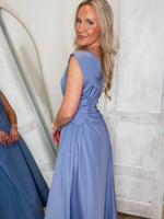 Load image into Gallery viewer, Pretty Things Slate Blue Midi Dress
