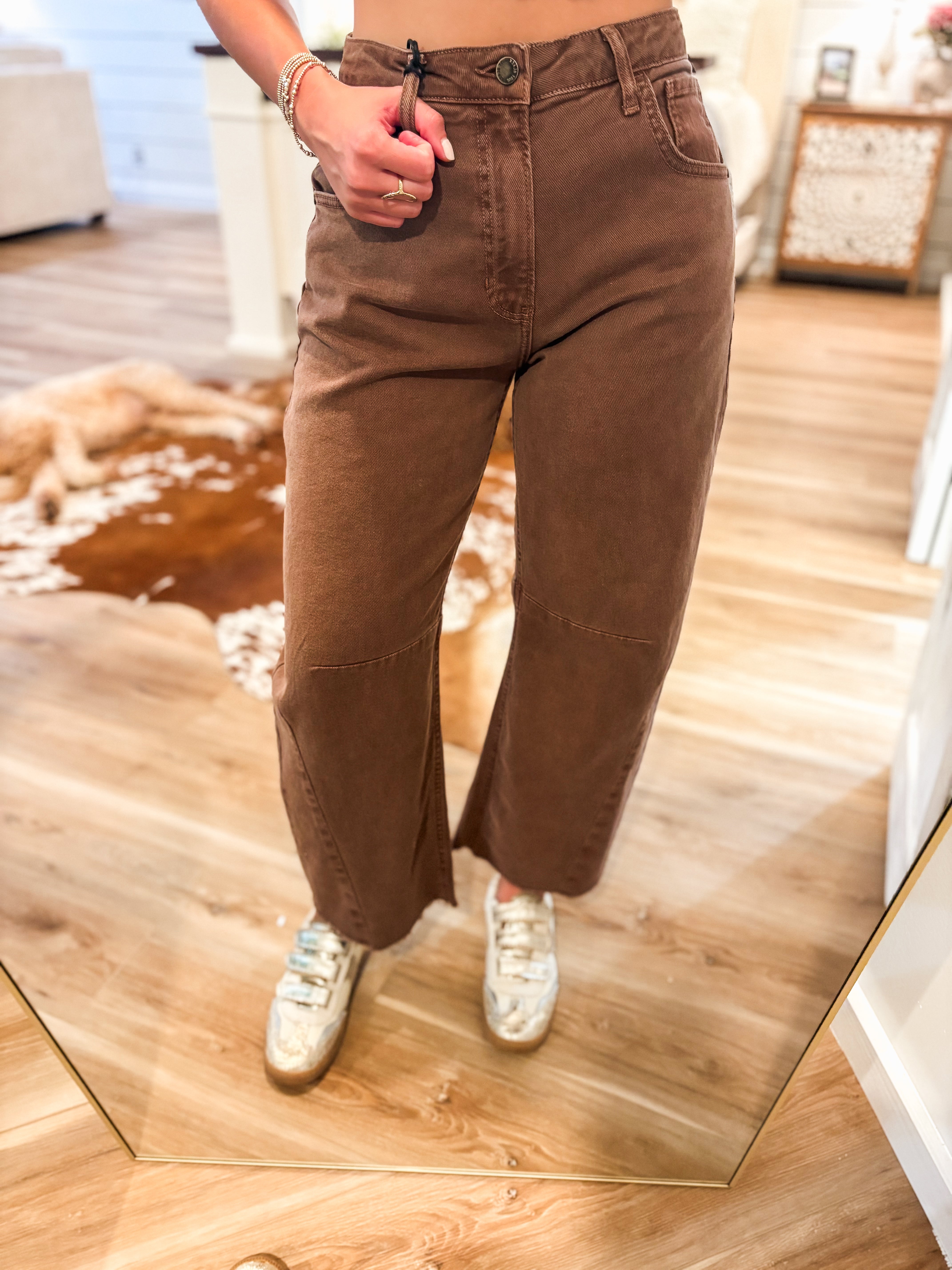 Just Black Vintage Espresso Barrel Denim With Seams