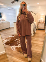 Load image into Gallery viewer, Heading Out Brown/Pink Stripe L/S Top
