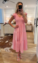 Load image into Gallery viewer, Precious Memory Pastel Pink Midi Dress
