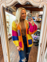 Load image into Gallery viewer, Walking Through Leaves Color Block Chunky Knit Cardigan
