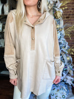 Load image into Gallery viewer, Say It All Taupe Button Down Hoodie
