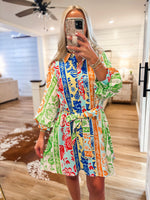 Load image into Gallery viewer, Time Has Come Multi Botanical Mini Dress
