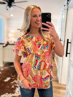 Load image into Gallery viewer, Dramatic Entrance Peach Printed Blouse
