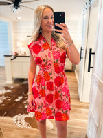 Load image into Gallery viewer, It&#39;s In The Air Pink Floral Front Zip Mini Dress
